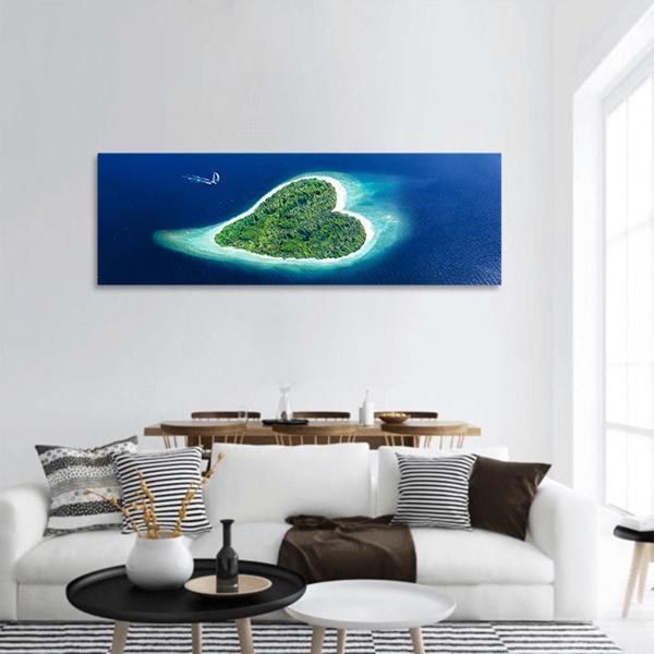 Heart Shaped Island Panoramic Canvas Wall Art-1 Piece-36" x 12"-Tiaracle