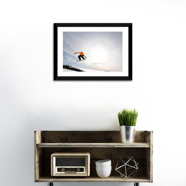 Male Snowboarder Canvas Wall Art-1 Piece-Framed Print-20&quot; x 16&quot;-Tiaracle