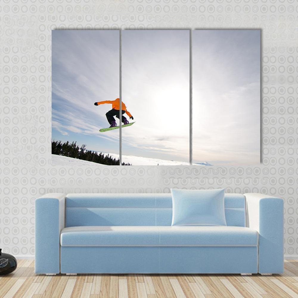 Male Snowboarder Canvas Wall Art-3 Horizontal-Gallery Wrap-37&quot; x 24&quot;-Tiaracle