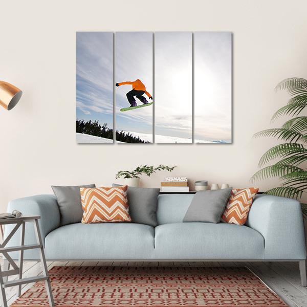 Male Snowboarder Canvas Wall Art-4 Horizontal-Gallery Wrap-34" x 24"-Tiaracle
