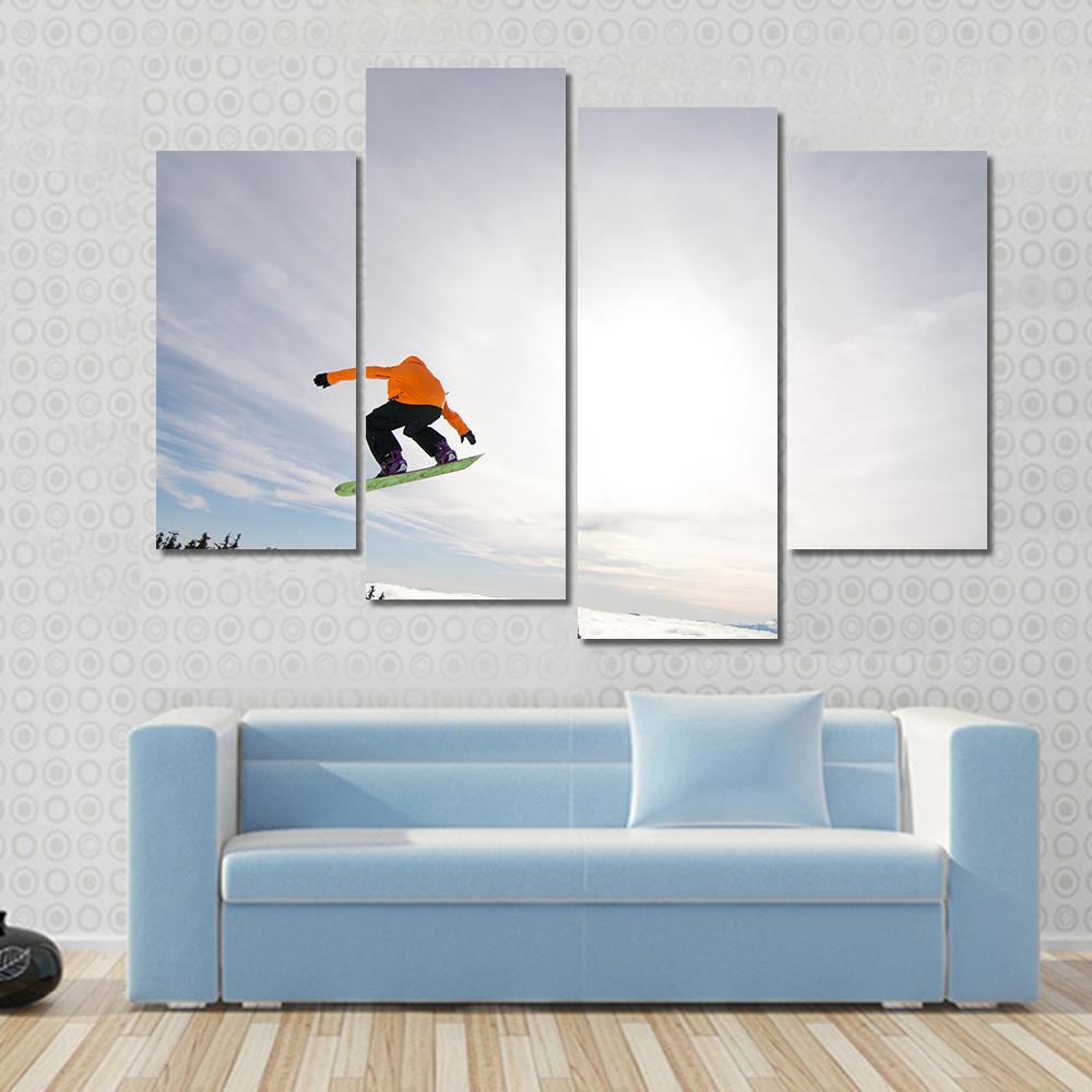 Male Snowboarder Canvas Wall Art-4 Pop-Gallery Wrap-50&quot; x 32&quot;-Tiaracle