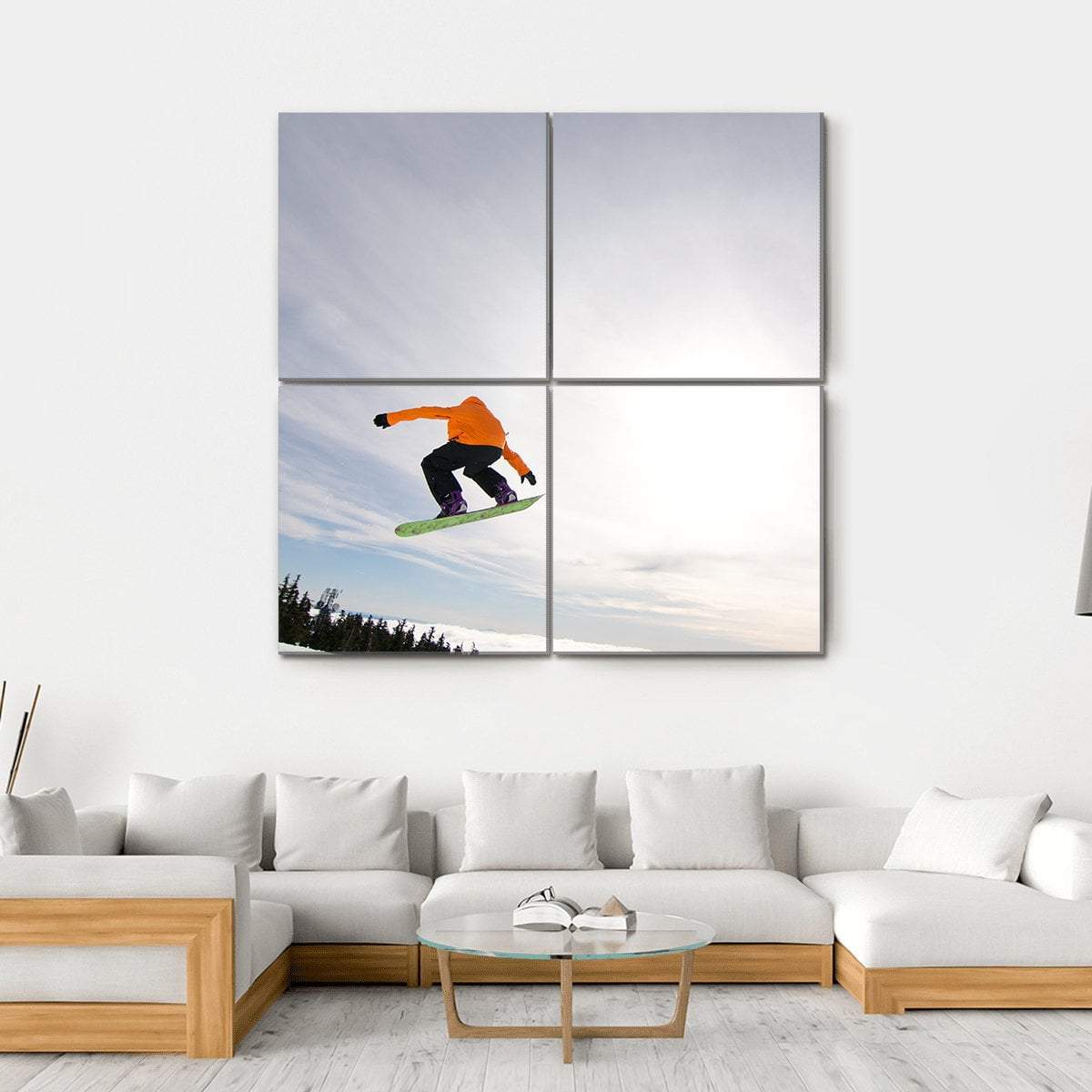 Male Snowboarder Canvas Wall Art-4 Square-Gallery Wrap-17" x 17"-Tiaracle