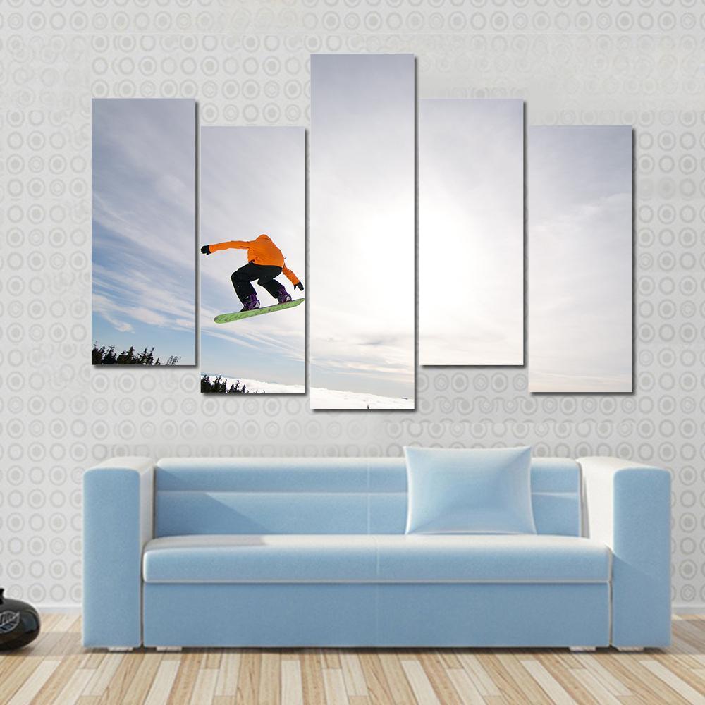 Male Snowboarder Canvas Wall Art-5 Pop-Gallery Wrap-47&quot; x 32&quot;-Tiaracle