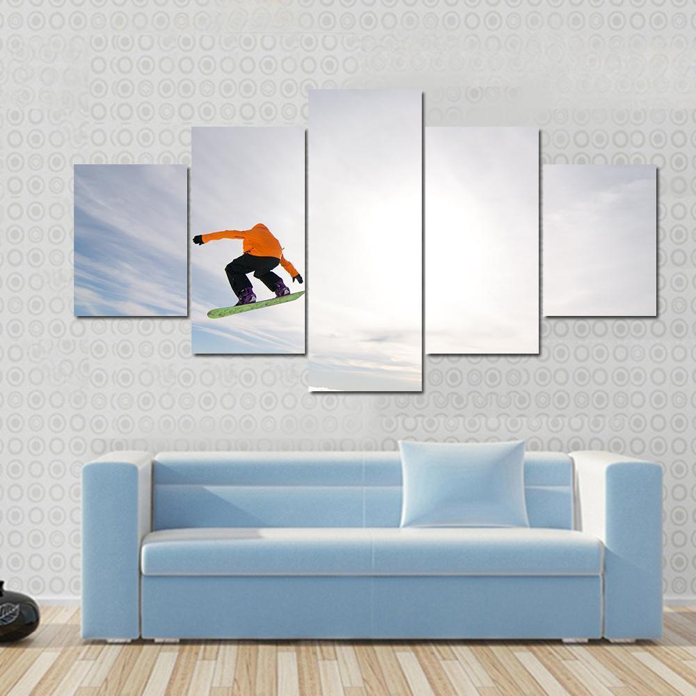 Male Snowboarder Canvas Wall Art-1 Piece-Gallery Wrap-48" x 32"-Tiaracle