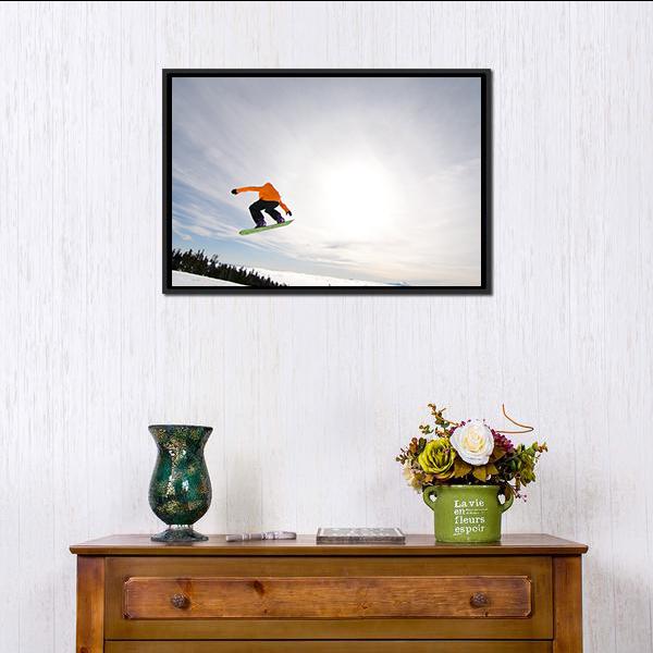 Male Snowboarder Canvas Wall Art-1 Piece-Floating Frame-24&quot; x 16&quot;-Tiaracle