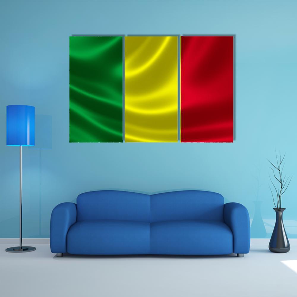 Waving Mali Flag Canvas Wall Art-3 Horizontal-Gallery Wrap-37" x 24"-Tiaracle