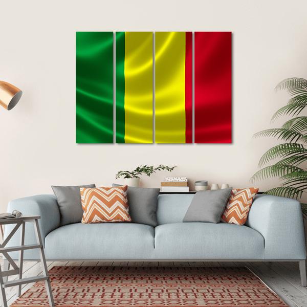 Waving Mali Flag Canvas Wall Art-4 Horizontal-Gallery Wrap-34" x 24"-Tiaracle