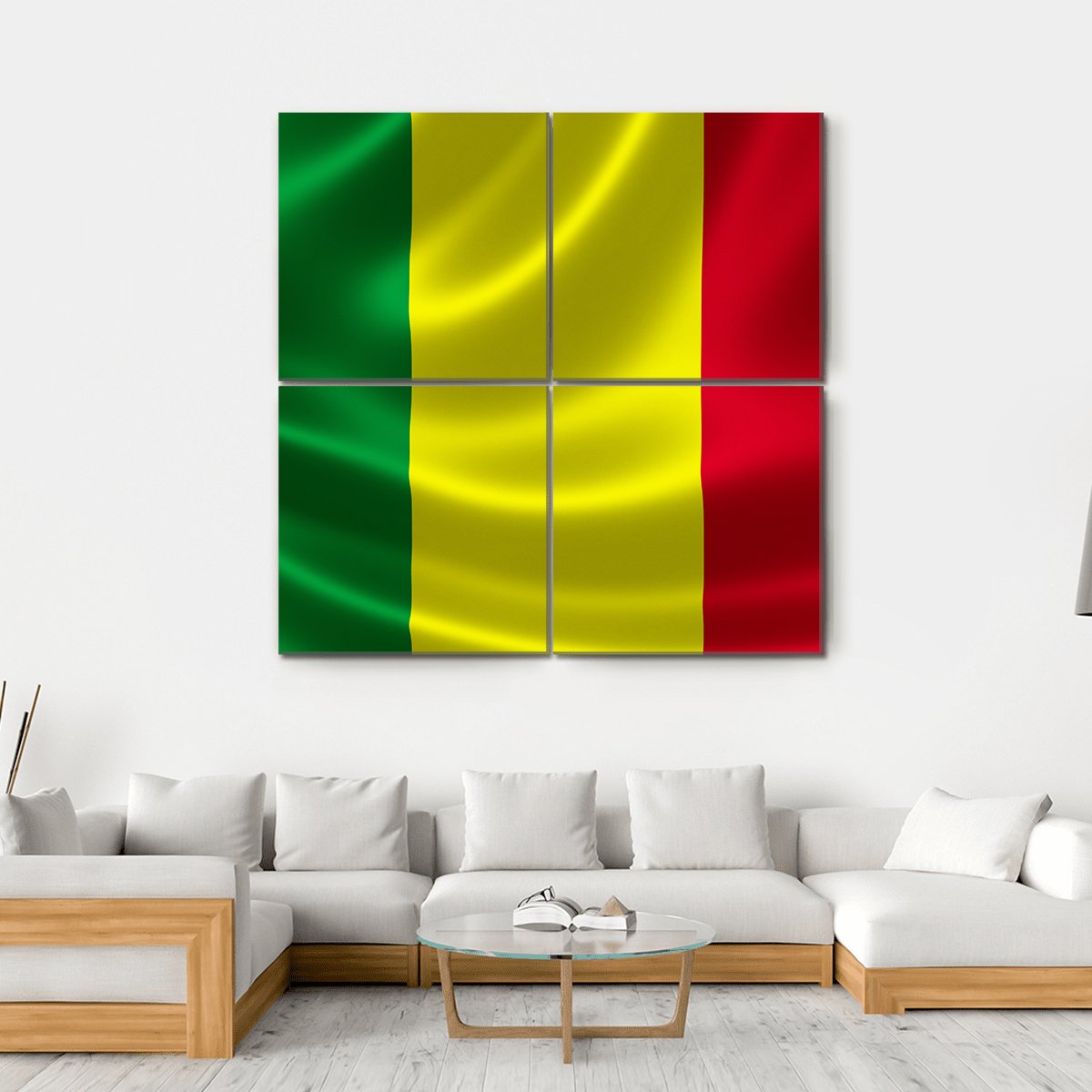 Waving Mali Flag Canvas Wall Art-4 Square-Gallery Wrap-17" x 17"-Tiaracle