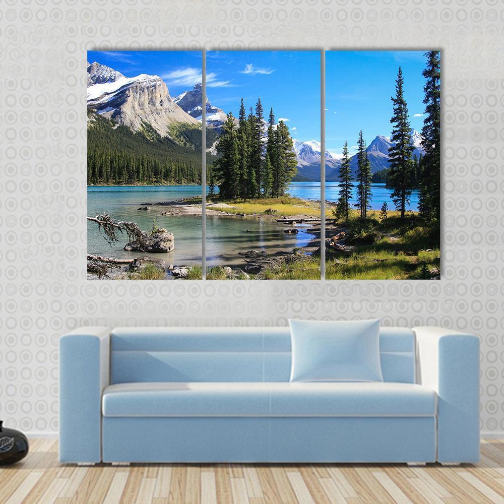 Maligne Lake Canvas Wall Art-3 Horizontal-Gallery Wrap-37&quot; x 24&quot;-Tiaracle