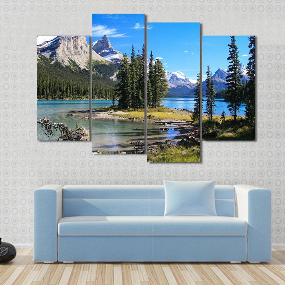 Maligne Lake Canvas Wall Art-4 Pop-Gallery Wrap-50" x 32"-Tiaracle