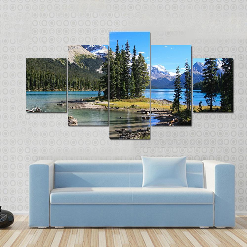 Maligne Lake Canvas Wall Art-3 Horizontal-Gallery Wrap-37" x 24"-Tiaracle