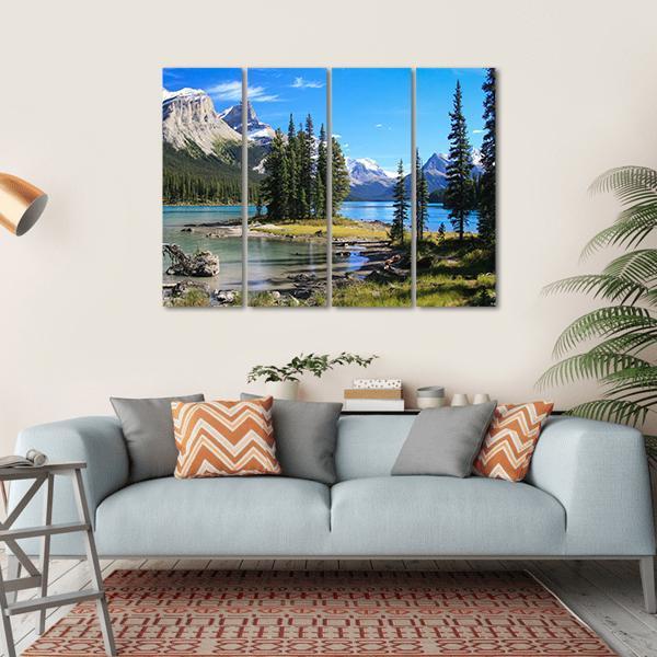 Maligne Lake Canvas Wall Art-4 Horizontal-Gallery Wrap-34" x 24"-Tiaracle