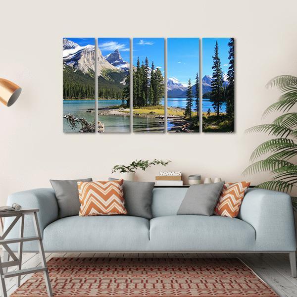 Maligne Lake Canvas Wall Art-5 Horizontal-Gallery Wrap-22" x 12"-Tiaracle