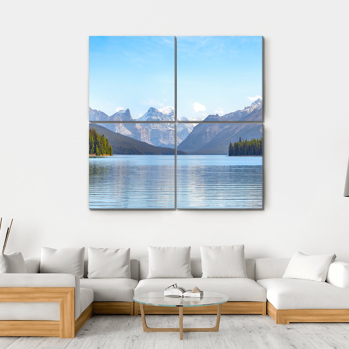 Maligne Lake Canada Canvas Wall Art-4 Square-Gallery Wrap-17" x 17"-Tiaracle