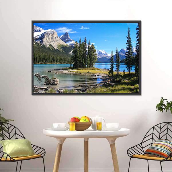 Maligne Lake Canvas Wall Art-3 Horizontal-Gallery Wrap-25" x 16"-Tiaracle