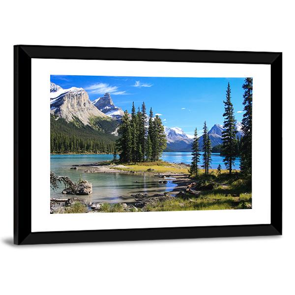 Maligne Lake Canvas Wall Art-3 Horizontal-Gallery Wrap-25&quot; x 16&quot;-Tiaracle