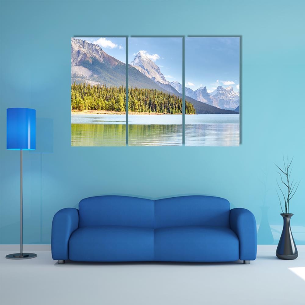 Maligne Lake In Canada Canvas Wall Art-3 Horizontal-Gallery Wrap-37" x 24"-Tiaracle