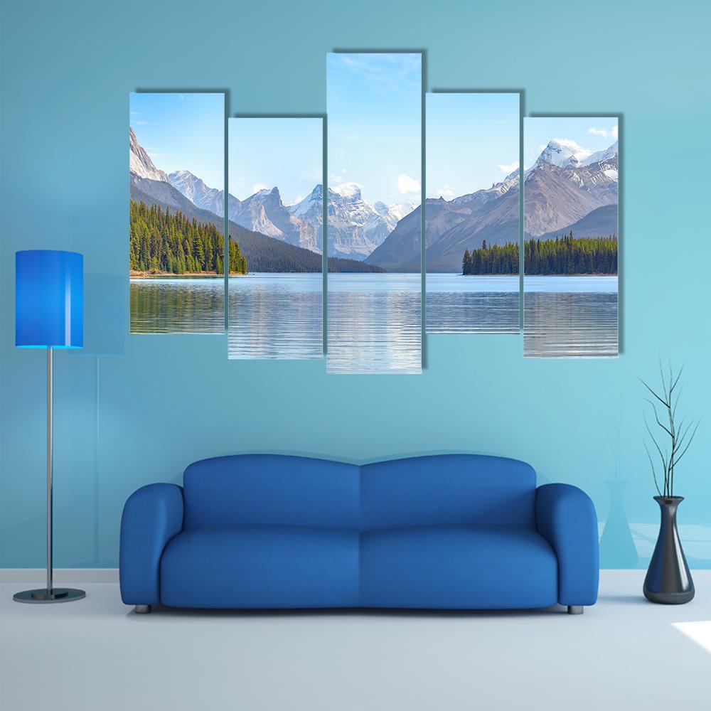 Maligne Lake Canada Canvas Wall Art-5 Pop-Gallery Wrap-47" x 32"-Tiaracle
