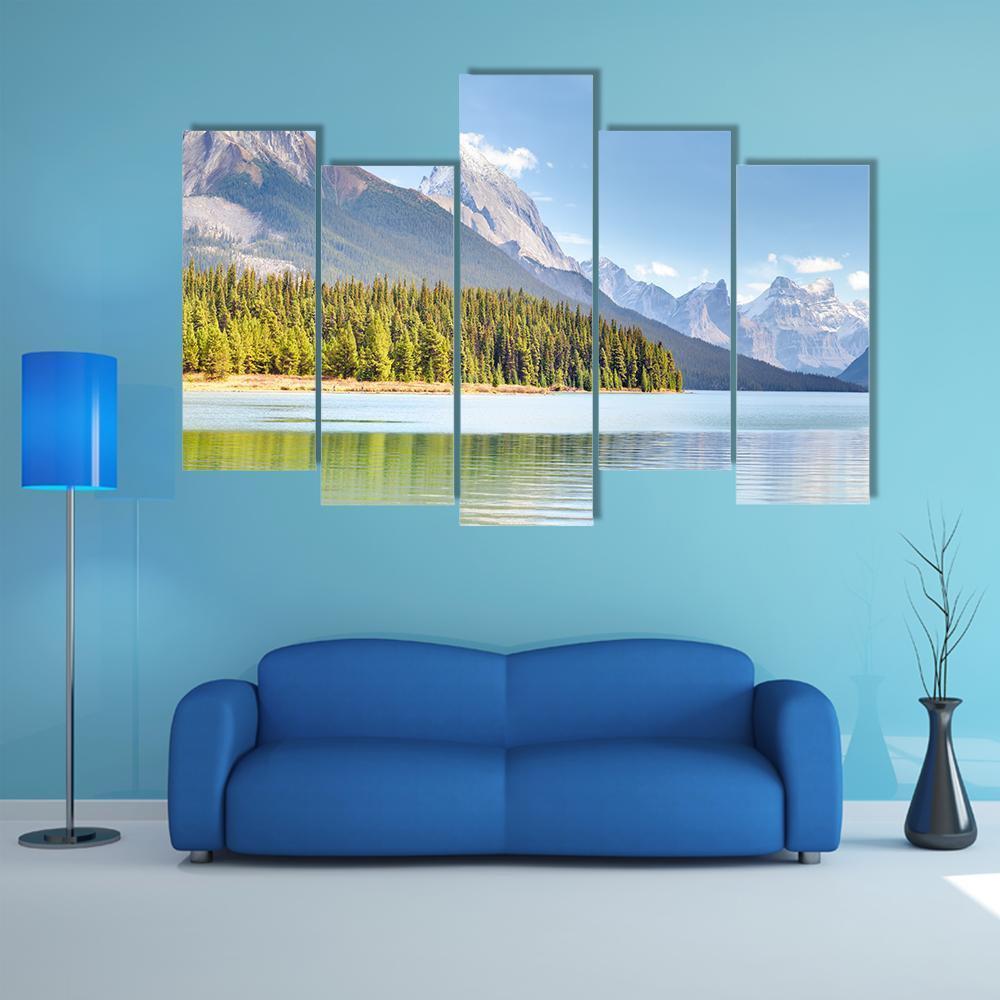 Maligne Lake In Canada Canvas Wall Art-5 Pop-Gallery Wrap-47" x 32"-Tiaracle