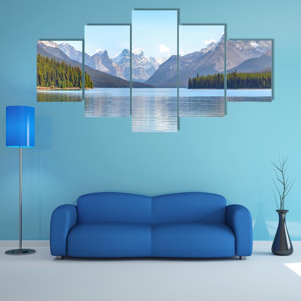 Maligne Lake Canada Canvas Wall Art-5 Star-Gallery Wrap-62" x 32"-Tiaracle