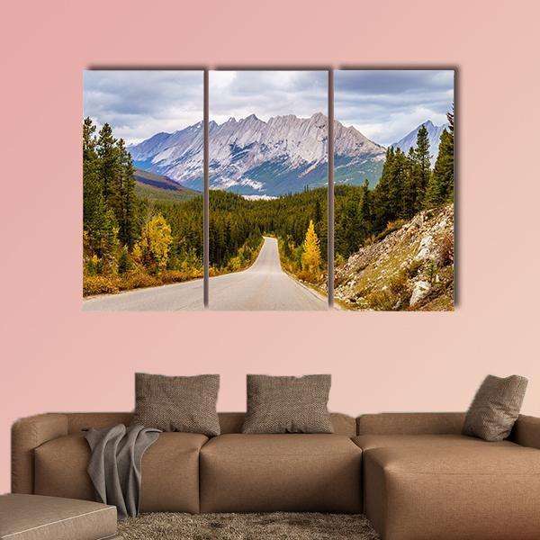 Maligne Lake Road Canvas Wall Art-3 Horizontal-Gallery Wrap-37" x 24"-Tiaracle