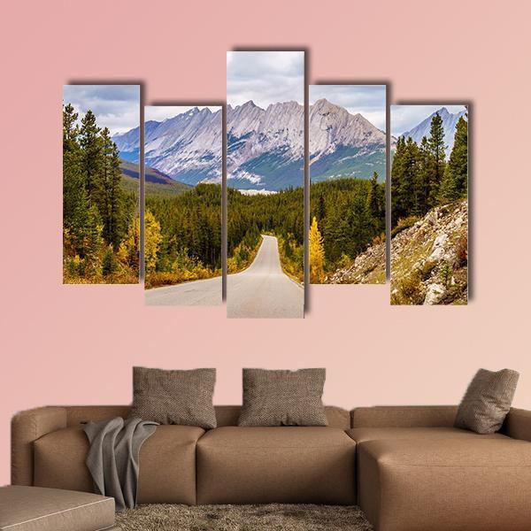 Maligne Lake Road Canvas Wall Art-5 Pop-Gallery Wrap-47" x 32"-Tiaracle