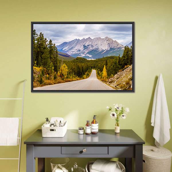 Maligne Lake Road Canvas Wall Art-3 Horizontal-Gallery Wrap-25" x 16"-Tiaracle