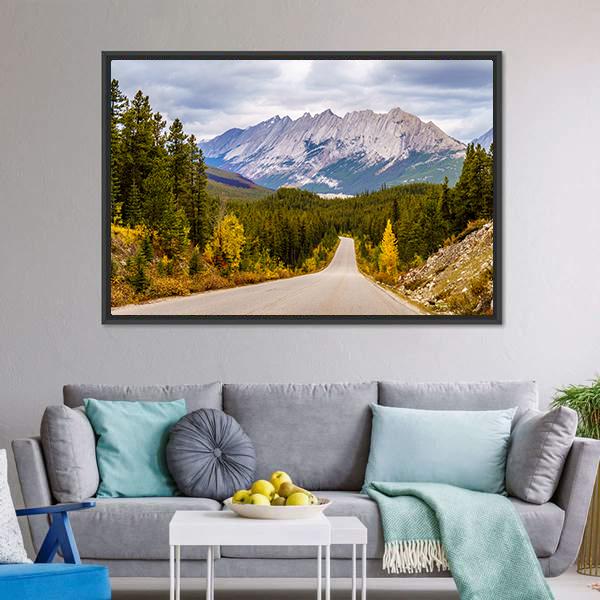Maligne Lake Road Canvas Wall Art-3 Horizontal-Gallery Wrap-25" x 16"-Tiaracle