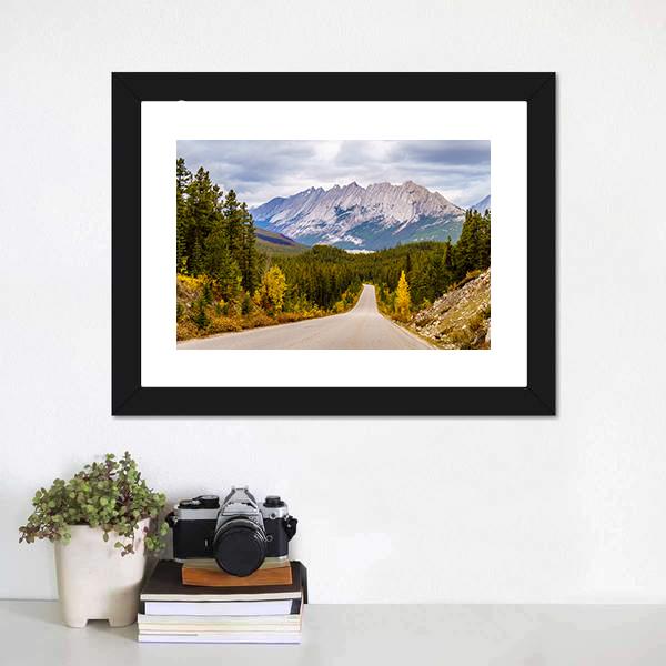 Maligne Lake Road Canvas Wall Art-3 Horizontal-Gallery Wrap-25" x 16"-Tiaracle