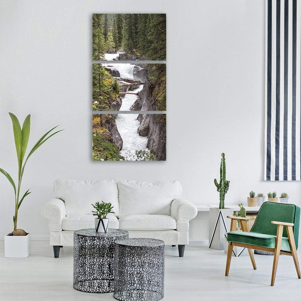Maligne River In Alberta Vertical Canvas Wall Art-3 Vertical-Gallery Wrap-12" x 25"-Tiaracle