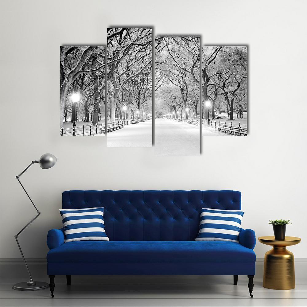 NY Central Park In Winter Canvas Wall Art-4 Pop-Gallery Wrap-50" x 32"-Tiaracle