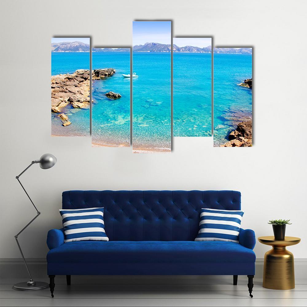 Mallorca La Victoria Beach Canvas Wall Art-5 Pop-Gallery Wrap-47&quot; x 32&quot;-Tiaracle