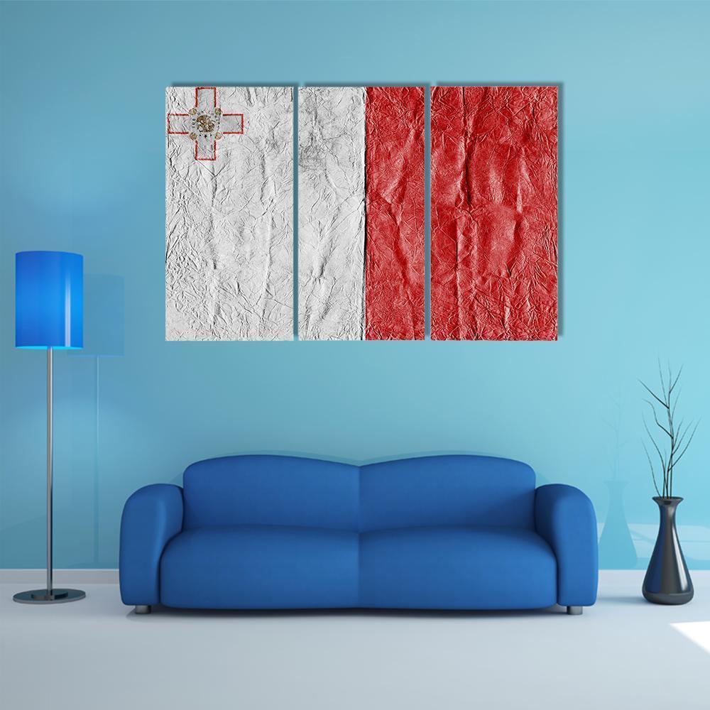 Flag Of Malta Canvas Wall Art-3 Horizontal-Gallery Wrap-37" x 24"-Tiaracle