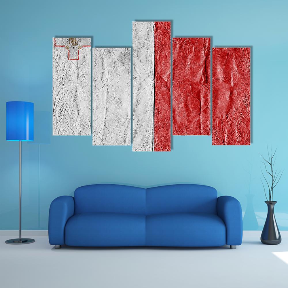 Flag Of Malta Canvas Wall Art-5 Pop-Gallery Wrap-47" x 32"-Tiaracle