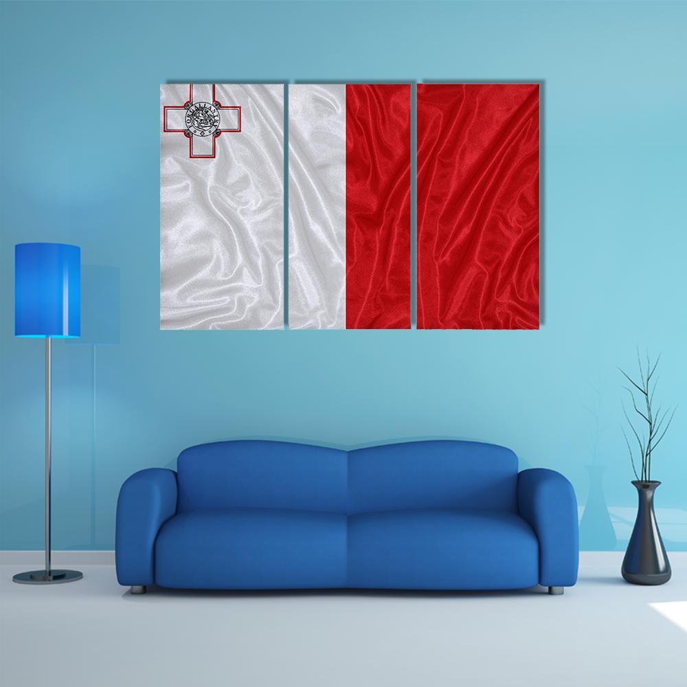 Malta Flag Canvas Wall Art-3 Horizontal-Gallery Wrap-37" x 24"-Tiaracle