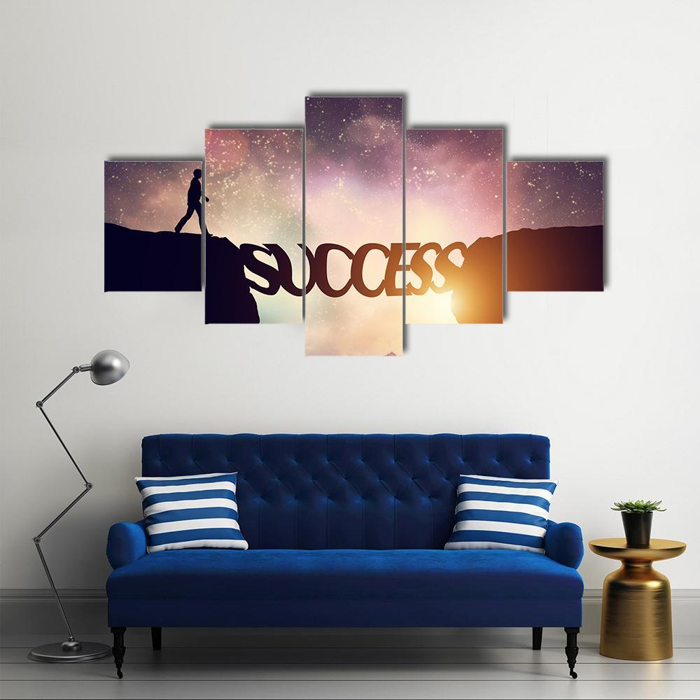 Success Bridge Canvas Wall Art-5 Star-Gallery Wrap-62" x 32"-Tiaracle