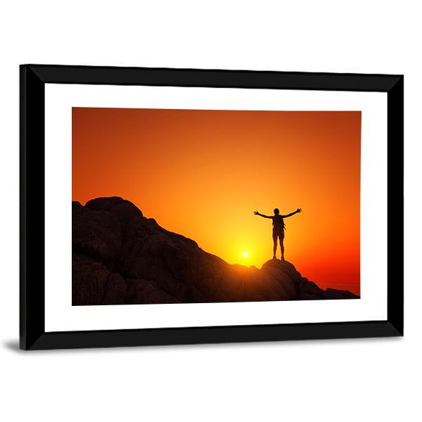 Man Celebrating Success Canvas Wall Art-1 Piece-Framed Print-20" x 16"-Tiaracle