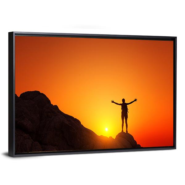Man Celebrating Success Canvas Wall Art-1 Piece-Floating Frame-24" x 16"-Tiaracle