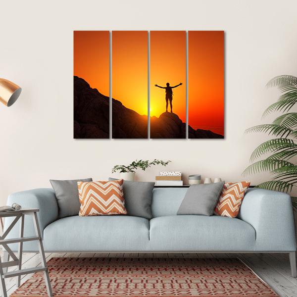 Man Celebrating Success Canvas Wall Art-4 Horizontal-Gallery Wrap-34" x 24"-Tiaracle