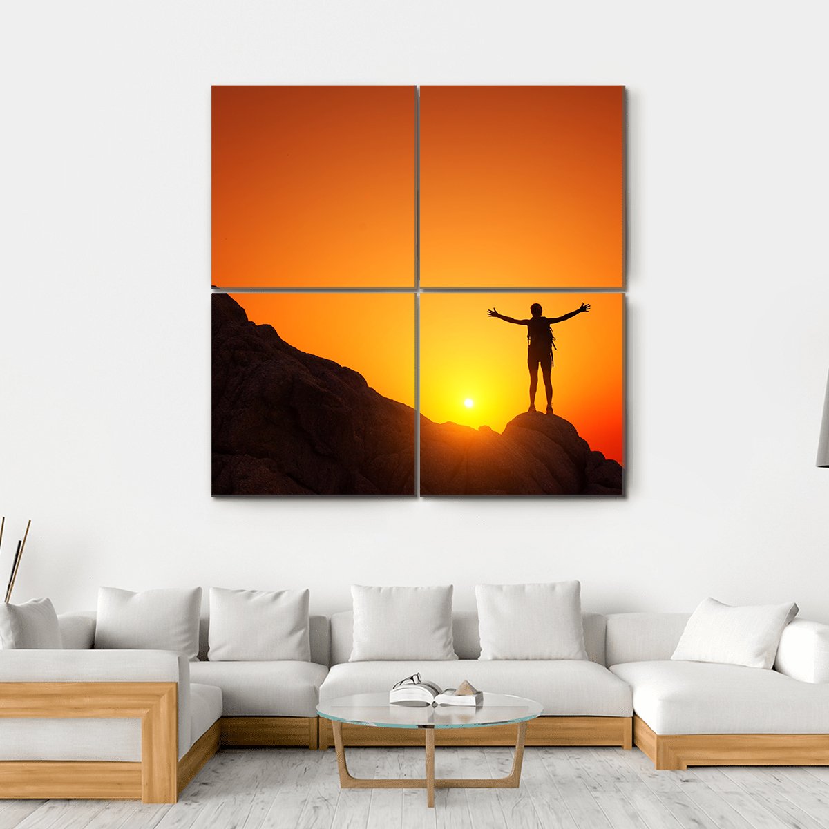 Man Celebrating Success Canvas Wall Art-4 Square-Gallery Wrap-17" x 17"-Tiaracle