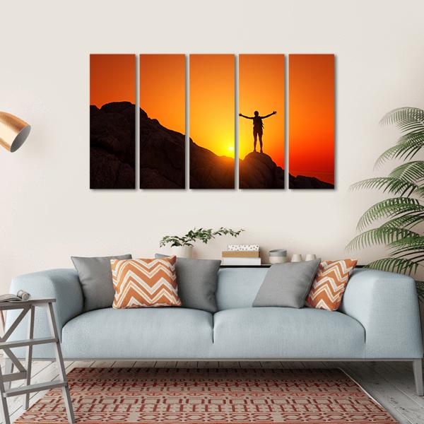 Man Celebrating Success Canvas Wall Art-5 Horizontal-Gallery Wrap-22" x 12"-Tiaracle