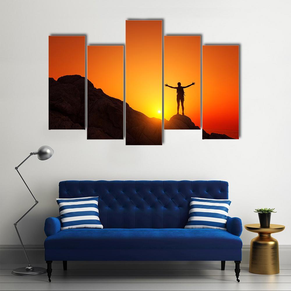 Man Celebrating Success Canvas Wall Art-5 Pop-Gallery Wrap-47" x 32"-Tiaracle