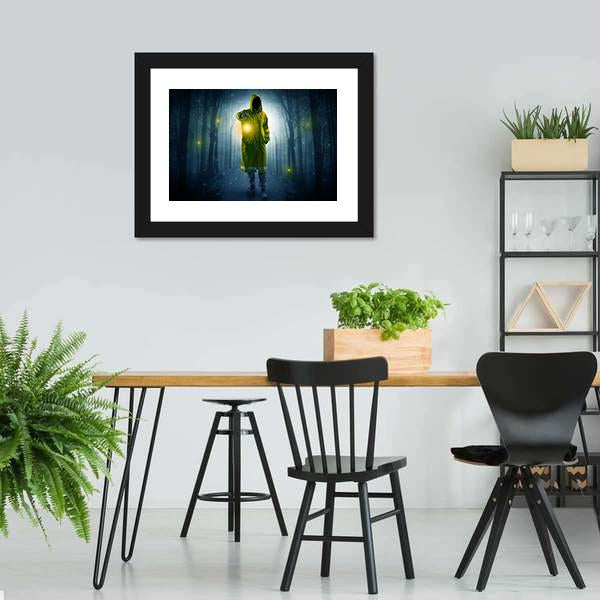 Man In Dark Forest Canvas Wall Art-3 Horizontal-Gallery Wrap-25" x 16"-Tiaracle