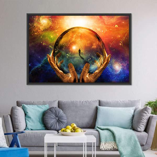 Man In Sphere Glass Canvas Wall Art-5 Horizontal-Gallery Wrap-22" x 12"-Tiaracle