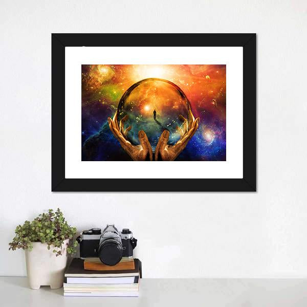 Man In Sphere Glass Canvas Wall Art-1 Piece-Framed Print-20" x 16"-Tiaracle