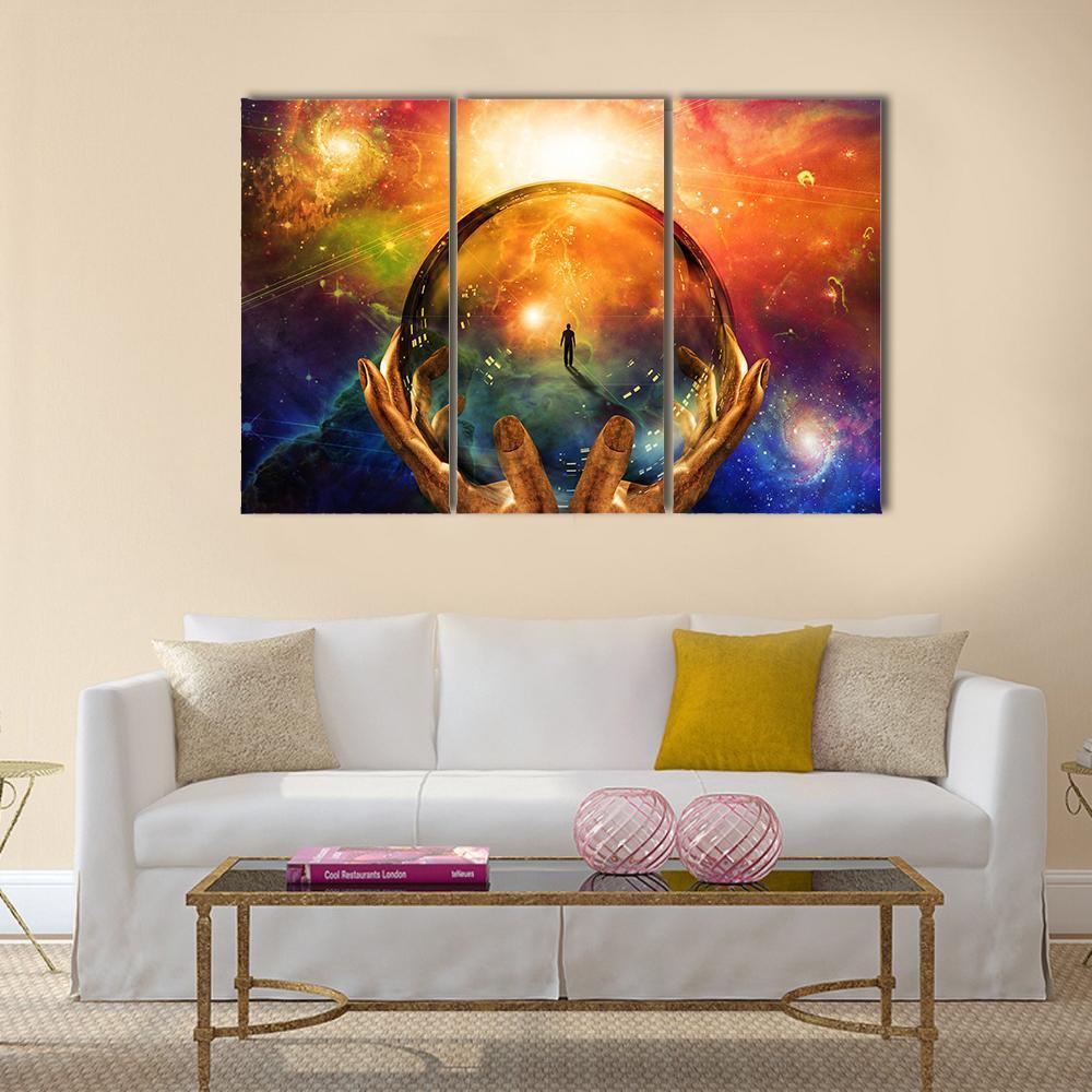 Man In Sphere Glass Canvas Wall Art-3 Horizontal-Gallery Wrap-37" x 24"-Tiaracle