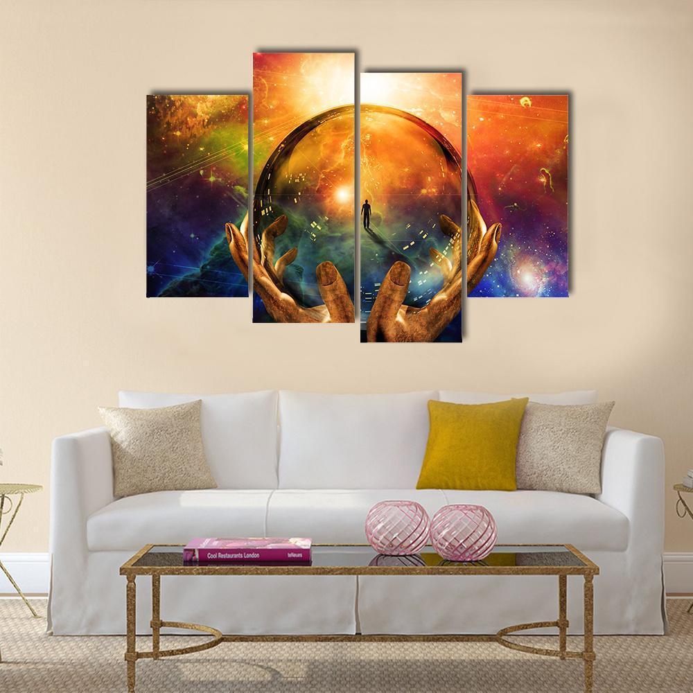 Man In Sphere Glass Canvas Wall Art-4 Pop-Gallery Wrap-50" x 32"-Tiaracle