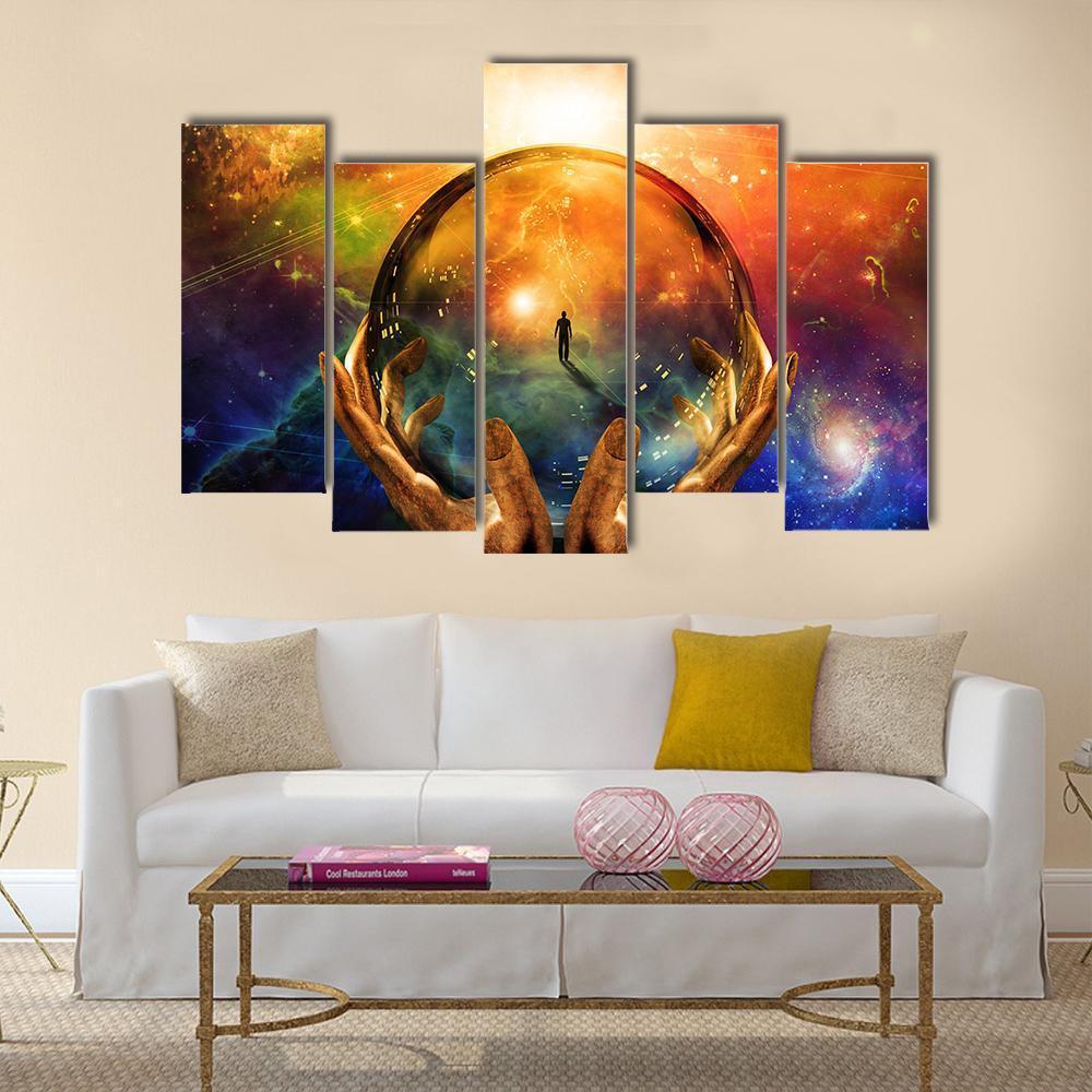 Man In Sphere Glass Canvas Wall Art-5 Pop-Gallery Wrap-47" x 32"-Tiaracle