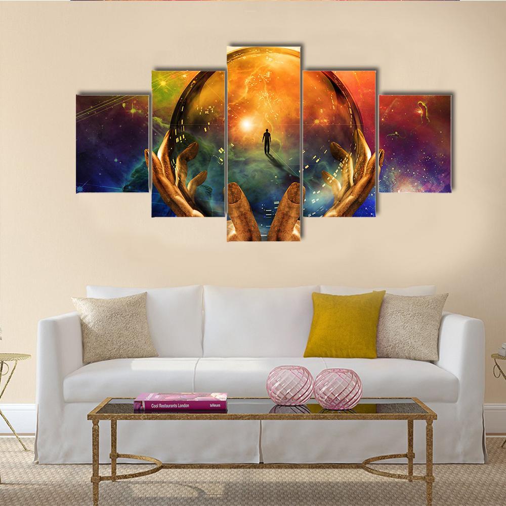 Man In Sphere Glass Canvas Wall Art-1 Piece-Gallery Wrap-48" x 32"-Tiaracle