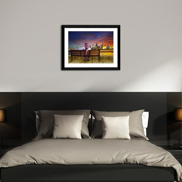 Man Looking At Cityscape Canvas Wall Art-5 Horizontal-Gallery Wrap-22" x 12"-Tiaracle